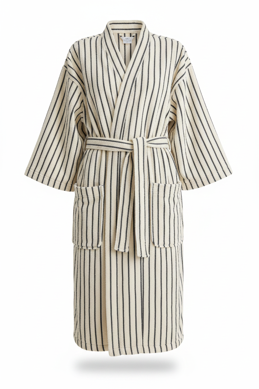 Cotton Terry Stripe Robe – No Model
