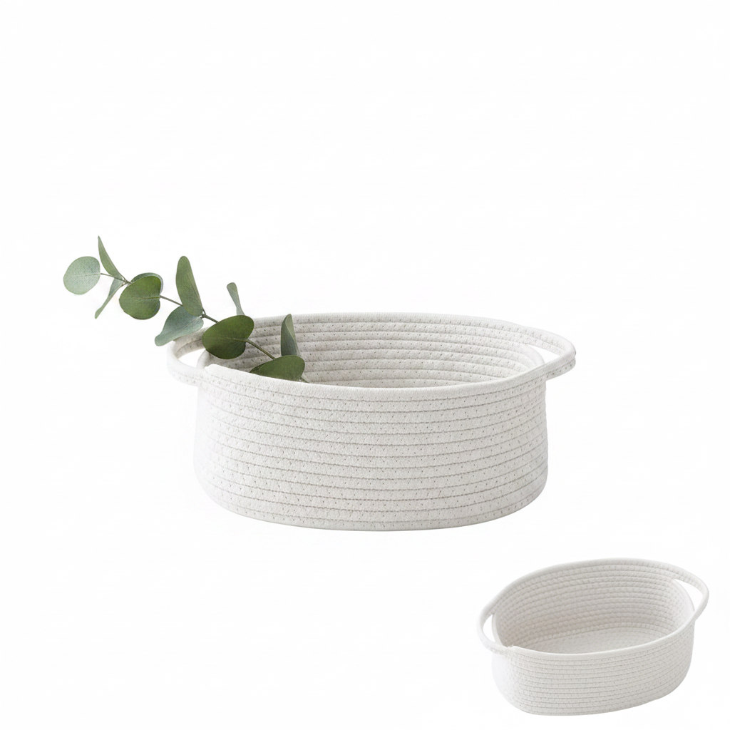 White Cotton Rope Basket Hero